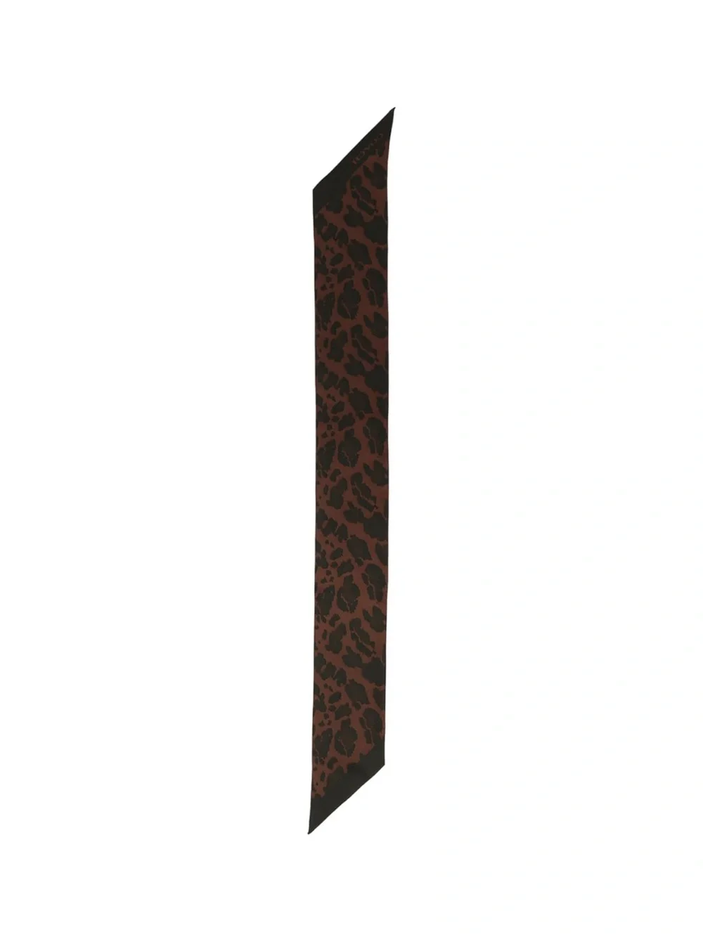 New Coach Leopard Print Wide Silk Skinny Scarf in Brown and Black - Picture 3 of 6